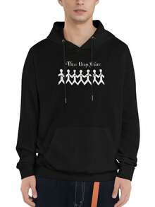 Men's Hooded Sweatshirt Three Days Grace Letter Print Graphic Pullover Hoodies - 黑色 - 查看 3