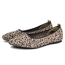 Knit Flats - Pointed Toe Knitted Flats - Solid Color, Slip On, Breathable - Casual, Everyday Wear - Women - Comfortable, Stylish, Versatile - Effortless Style, All Day Comfort - Leopard - View 3