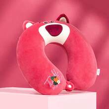 MINISO Strawberry Bear Memory Foam U - Pillow, Officially Licensed Cute Design, Slow - Rebound Foam For Precise Neck Support, Perfect For Travel, Office & Naps.(1 PC) - Pink - View 1