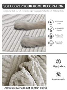 1pc Stretch Thickened Warm Sofa Cover, Non-Slip Full Coverage Sofa Seat Cushion, Suitable For All Seasons, Fabric Sofa Slipcover, Machine Washable, Dust-Proof, Pet-Friendly, Decorative Sofa Protector, Adjustable For Corner Sofa, Bedroom, Office, Living Room 1/2/3/4 Seater - Light Grey - View 10