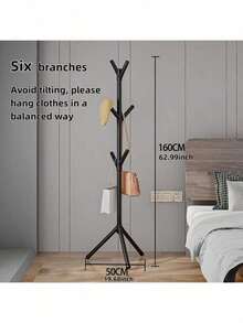 6/9 Pcs Minimalist Wall-Mounted Coat Rack, Tree Branch Style Freestanding Clothes And Hat Rack, Easy-To-Use Independent Hanger - High Stability Portable Storage Rack, Adjustable Height, Plastic Material, Elegant And Practical Branching Design, Suitable For Bedroom Clothing Storage, Suitable For Home, Dorm, Bedroom And Foyer Storage | Modern Style. Suitable For Hanging Clothes, Hats And Bags, Living Room, Bedroom, Home Office - Multicolor - View 14