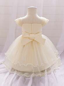 Toddler Baby Girl Party Dress 3D Flower Cap Sleeve A-Line Tulle Princess Dress For Wedding Birthday Party - 香檳色 - 查看 6