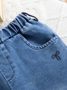 2pcs Baby Girls' Cute Bow Printed Sweatshirt And Pants Set, Casual And Fashionable Outfit For Daily, Outdoor, Commuting, School, Holiday And Photo Shooting, Suitable For Spring And Autumn