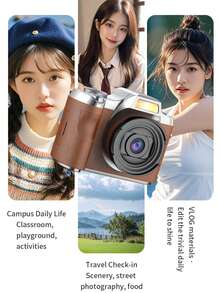 1080P Digital Camera, 48MP, With Flash, USB Charging, Retro Design, Compact & Portable, Suitable For Travel And Daily Photography - White - View 3