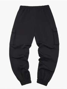 Pantalones cargo casuales para hombre, pantalones de senderismo ajustados con cordón, otoño/invierno - Negro - Ver 3