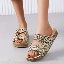 Women's Leopard Print Comfortable  Sandals - Beige - View 8