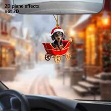 1 2D Flat Acrylic Sausage Dog And Elephant Patterned Holiday Pendant Wearing A Christmas Hat, Suitable For Christmas, And Birthdays - Perfect For Car Mirrors And Christmas Trees. The Acrylic Pendant Is Suitable For Christmas Tree Decoration, Backpacks, Keychain Decorations, And Christmas Tree Decorations Home Decor Christmas Decorations Room Decor