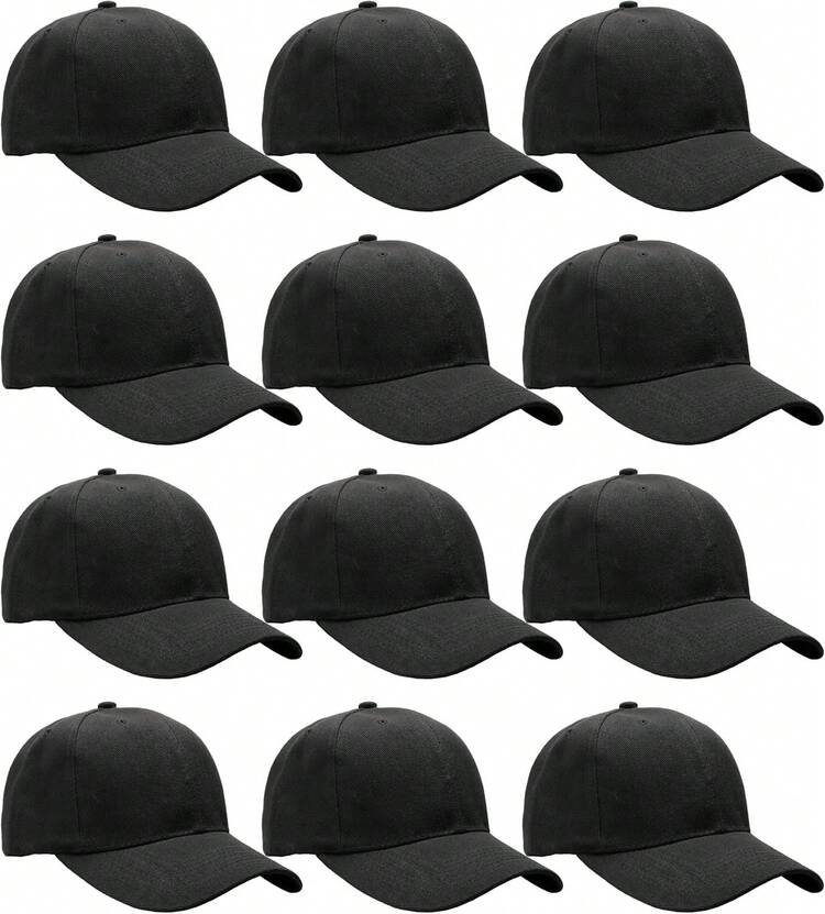 Bulk Lot 12-Pack Adjustable Size Plain Blank Solid Color Baseball Caps - Purple - View 4
