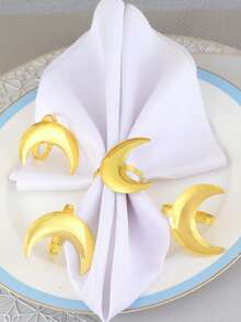 2/4/6 Stück, Stern Mond Servietten-Ring Kombinationsset, Al-Adha Servietten-Clips zum Dekorieren des Esstisches, goldener Mond Serviettenhalter