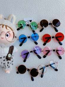 2 paires de lunettes de poupée de 17 cm, convenant à , lunettes de soleil saisonnières, lunettes de décoration de poupée, mini, mignonnes, à la mode. Applicable pour la fabrication de poupées, accessoires de poupée, cadeaux d'Halloween (à l'exclusion des poupées)