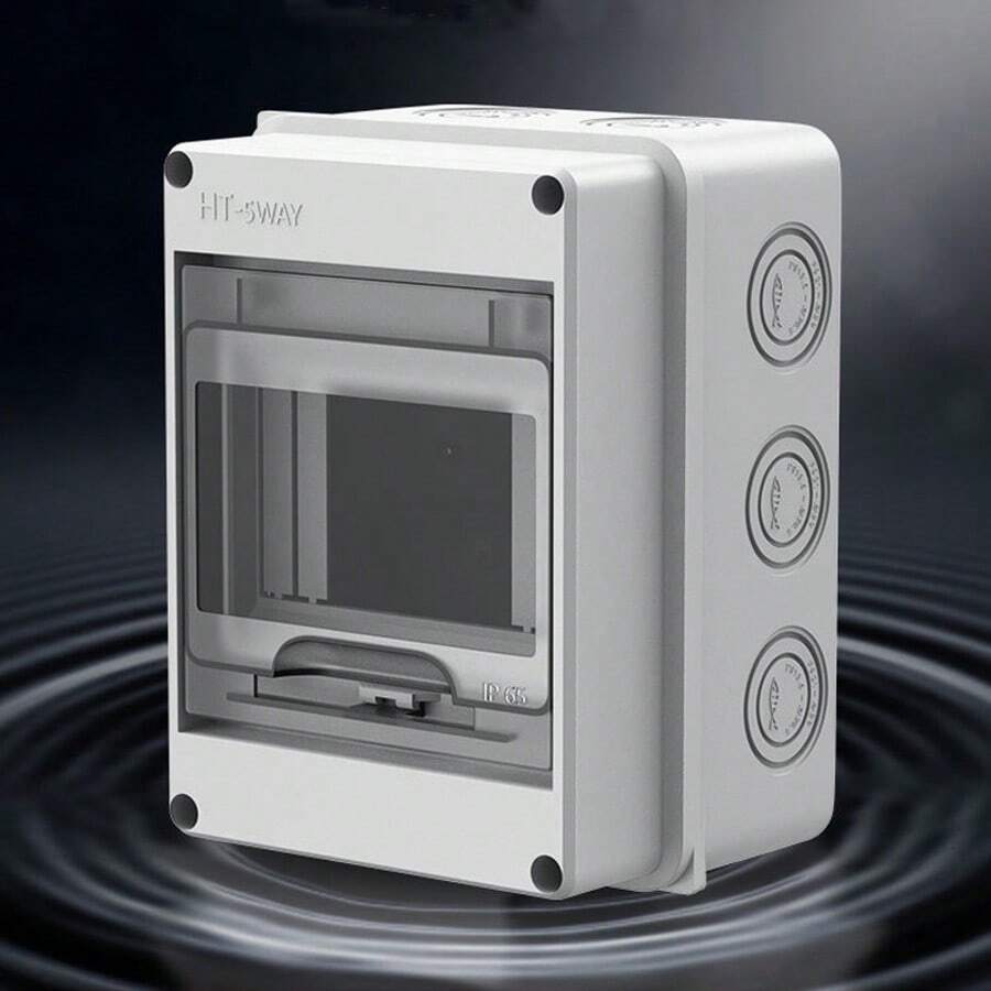 5 Way Waterproof Garage Shed Camper Van Caravan Consumer Unit Fuse Box - White - View 1