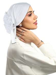 Nowa minimalistyczna, jednokolorowa, bliskowschodnia, malezyjska, arabska, szyfonowa opaska na głowę z dużym kwiatowym wzorem dla kobiet