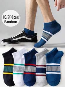 1/3/5/10 par męskich krótkich skarpetek, skarpetki bawełniane, skarpetki niewidoczne, szare skarpetki, skarpetki na jesień/zimę/wiosnę/jesień/lato, oddychające, odprowadzające wilgoć, sportowe, biznesowe, rekreacyjne i sezonowe - Wielokolorowe - Zobacz 1