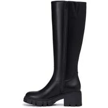 Women's Platform Knee High Boots With Round Toe, Chunky Lug Sole, And Side Zipper For Stylish Comfort - Black - View 3