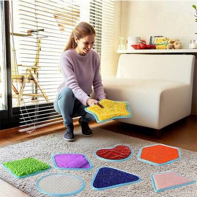 8 buc covorașe texturate senzoriale versatile, plăci de covor tactile asortate pentru interior/exterior, jucării senzoriale, culori vibrante