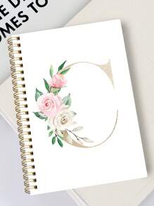 1 件花卉字母月度计划本 2025 年 7 月 - 2027 年 6 月，优雅的 24 个月记事本，带有金色字母和水彩玫瑰封面、月历页、笔记和节日 - 送给女性的个性化礼物，返校