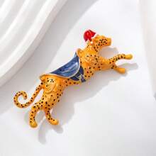 1 件复古豹纹锌合金金属胸针，服装和包袋装饰，适合所有季节的办公室配饰衬衫夹克珠宝圣诞节万圣节