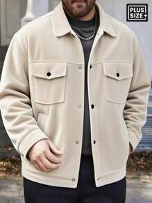 6XL加大码男士灯芯绒长袖衬衫，男士休闲运动服，纽扣开襟披肩领开衫外套，适合周末休闲穿着，适合体重超过300磅（约136公斤）的人士