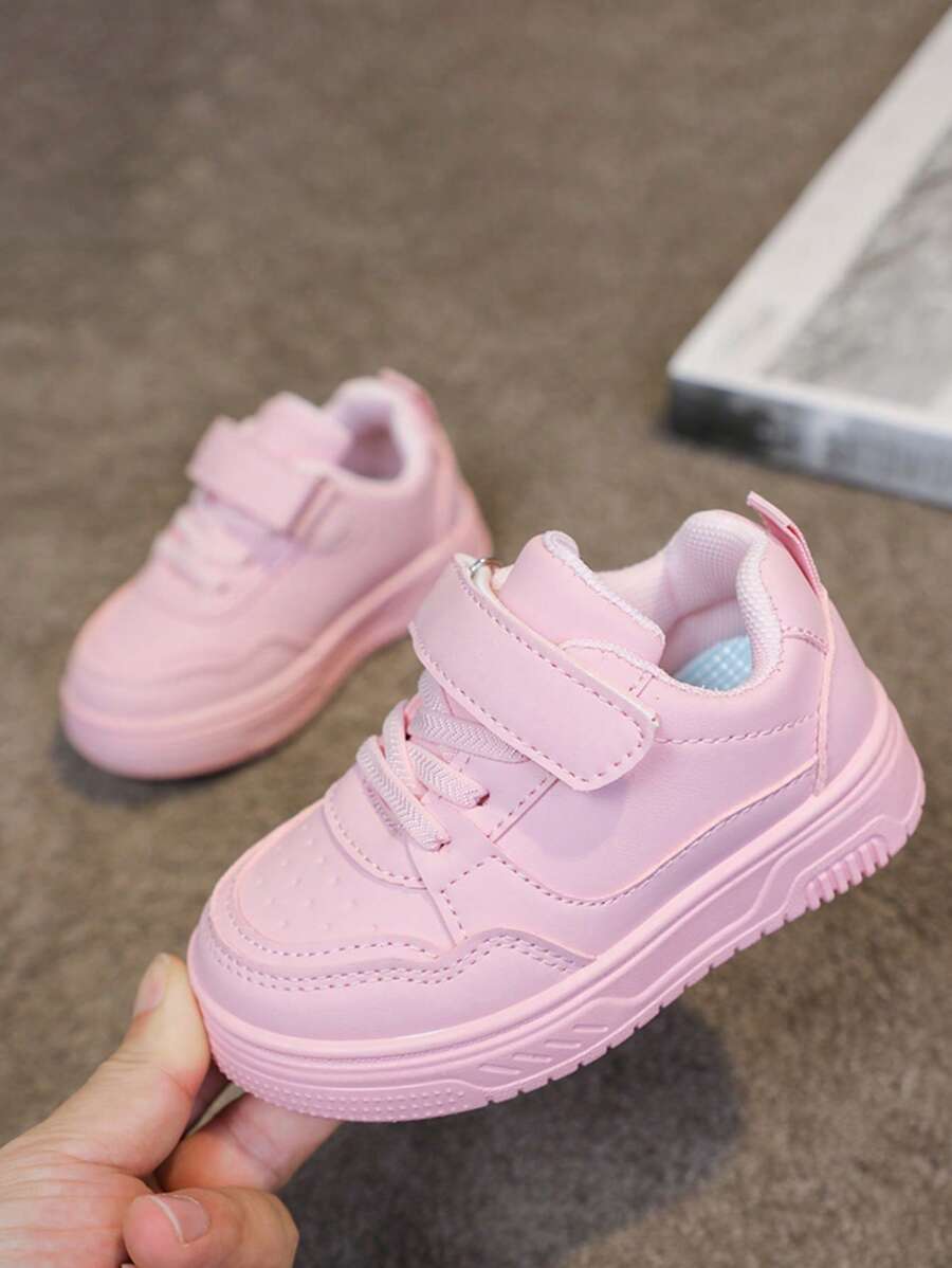 儿童白鞋2025春秋季：男童运动鞋、轻便校鞋、女童休闲一脚蹬鞋、软底婴儿鞋 - 粉色 - 查看 1
