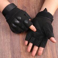 Half Finger Tactical Gloves, Outdoor Cycling Gloves, Sports Protective Cycling Gloves - 黑色 - 查看 3