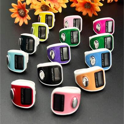 便携式戒指计数器，电子戒指计数器，迷你计数器，双色糖果色计数器，适用于户外运动及其他用户，轻巧便携，用途广泛，可用于诵经、祈祷计数/1串/12串伊斯兰念珠，99颗仿珍珠玻璃珠，适用于祈祷和阿拉伯赞美手链，流苏款式，可用于祈祷诵经计数、日常佩戴和装饰。