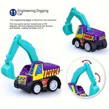 3/6/12 件卡通贴纸组装迷你工程车 - 耐用的塑料建筑卡车和汽车，友好的面孔，易于拉出的动作 - 非常适合生日和圣诞节礼物、节日礼物、生日礼物、课堂奖品，有趣的设计，精湛的工艺[颜色和款式随机]