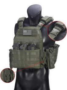 Quickly Detachable Hunting Vest For Shoulder & Waist, Durable Anti-Tear Sports Vest, Comes With 1pc American Flag Patch, Suitable For Hunting, Outdoor Adventure And Various Outdoor Activities