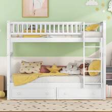 Practical Children's Bed With Two Drawers And High Guard Rail For More Order