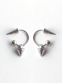 1 对锥形吊坠尖刺耳环哥特式朋克摇滚风格耳圈不锈钢螺旋穿孔耳钉适合男士
