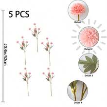 1pc 5 Flower Dandelion Artificial Flowers, Autumn Colors, Decoration For Living Room, Dining Table Floral Arrangement, Valentine Day, Gift Gifts Birthday Graduation