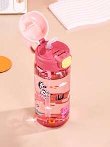 1pc500ml儿童可爱卡通吸管杯便携学校户外运动水壶便携吸管杯学生返校用