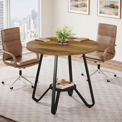 Tribesigns Mesa de conferencia redonda de madera de 31.5", mesa de reuniones pequeña para 4 personas, mesa de oficina compacta para espacios pequeños, 31.5" An x 31.5" Pr x 29.5" Al