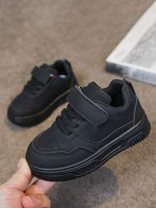 2025 Spring/Autumn Children White Shoes: Boys' Sports Shoes, Lightweight Student Shoes, Girls' Casual Sneakers, Soft-Sole Baby Shoes - Black - View 1