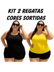 Kit 2 Regatas Básicas Plus Size Femininas em Viscolycra | G1 ao G5 | Fresquinhas para Academia e Dia a Dia