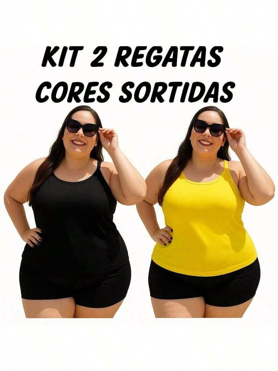 Kit 2 Regatas Básicas Plus Size Femininas em Viscolycra | G1 ao G5 | Fresquinhas para Academia e Dia a Dia