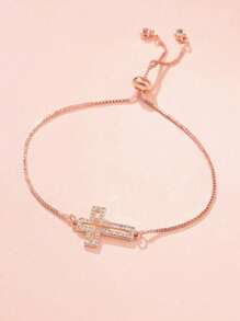 1 Fashionable Teen Cross Bracelet With Hollowed Out Design, Versatile And Suitable For Giving As A Gift Or Souvenir To Good Friends