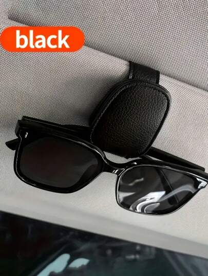 Universal Car Sun Visor Glasses Clip, PU Material, Car Glasses Rack, Interior Accessories, Glasses Storage Holder, Sun Visor Travel, Suitable For Self-Driving, Vacation, Back To School, Weekend Camping, Also Can Be Given As A Gift To Mother, Girlfriend, Boyfriend, Father, A Gift Car Sun Visor Glasses Clip, PU Leather Glasses Hook Clip, Ticket Card Clip, Automatic Firm Fit, Easy Installation, Fashionable Car Interior Accessory, Ideal Gift For Holidays