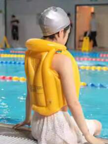 1 件充气 ABC 游泳背心，3 种颜色黄橙蓝浮力辅助游泳夹克便携式充气背心适用于游泳浮潜皮划艇桨划船和其他低冲击水上运动充气浮潜背心浮潜夹克