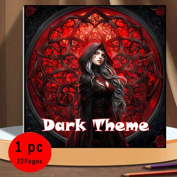 Libro para colorear para adultos que ayuda a aliviar el estrés - Tema oscuro, Navidad, Halloween, Regalo para fiesta festiva, Versión mejorada, 22 páginas impresas gruesas por un solo lado, Material principal: Papel
