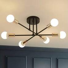 1pc Iron Art Small Living Room Lamp, Nordic Artificial Satellite Pendant Light, Multi-Color 6-Head Ceiling Light, Industrial Style Pendant Lamp (Excluding Bulbs) - Multicolor - View 8