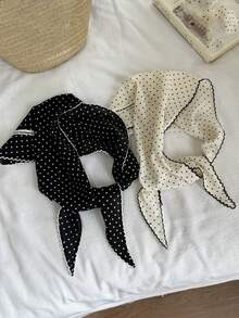 女士头巾 1 件波尔卡圆点三角围巾，休闲百搭时尚柔软甜美清新风格圆点头带，法式头巾，高端艺术感拍照道具发饰女士发饰秋季配饰秋冬发带适合度假装女士 - 彩色 - 查看 5
