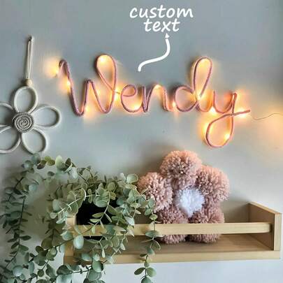 Personalised Wire Name In Led Lights | Personalised Gift For Teen | USB Led LIght Name Night Light | Personalised Name Light,Light Up Knitted Wire Nam