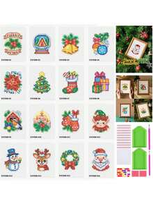 Set da 16 pezzi di pittura di diamanti 5D, serie natalizia, kit fai-da-te con perforazione parziale, decorazione da scrivania, regalo di Natale. Questo set divertente e festivo include Babbo Natale, pupazzo di neve e regali luminosamente confezionati. Ogni disegno cattura lo spirito natalizio giocoso e immaginativo con colori vivaci e illustrazioni vivaci che sicuramente porteranno un sorriso. [Confezione in scatola] [Senza cornice]