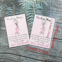 5件/6件乳腺癌钥匙扣合金粉红丝带激励意识钥匙扣手工礼物适合女性女孩闺蜜姐妹 - 粉色 - 查看 7