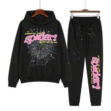 New Hip Hop Spider Hoodies Set Y2k Hoodie ,Tracksuit Pullover Sweatshirt And Trousers For Men Or Women Matching Hoodies For Couples Casual Unisex - 黑套裝 - 查看 1