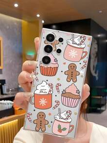 1 pieza Funda de teléfono suave con diseño de hombre de jengibre navideño compatible con iPhone, Honor, Redmi, Galaxy A04e/12/A13/A14/A34/A50/A52/A53/A54/S21/S22/S23/S24/S25/S25Ultra, 6A/7A/8A, 12T/13T, resistente al agua, a golpes y a arañazos