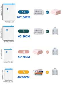 5/4/3/1pcs Vacuum Compression Bags, Vacuum Storage Bags, Airtight Seal Bags With Hand Pump, Clothes Organizer Bags For Shirts, Blankets, Pillows, Pants, Space Saving For Home, Dorm, Closet, Bedroom, Bathroom, Travel Accessories