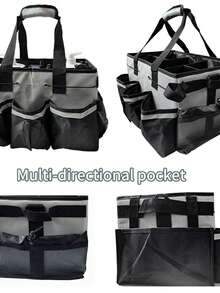 清洁收纳盒，汽车工具收纳袋，清洁用品收纳手提袋，清洁公司家用清洁用品收纳篮，酒店清洁用品收纳，花园工具收纳，厨房清洁用品收纳 - 灰色 - 查看 4