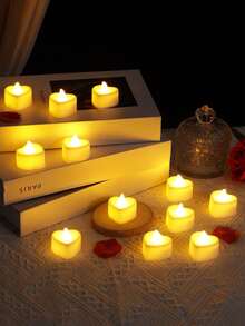 24个心形LED蜡烛，无焰浪漫爱情LED茶蜡，适用于浪漫之夜、情人节、周年纪念日、婚礼餐桌派对装饰，心形暖光LED茶蜡，爱情LED蜡烛，适合情人节、婚礼餐桌。 - 白色 - 查看 8