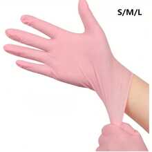 无粉一次性丁腈手套，粉色，耐用家用清洁手套，适用于厨房、浴室、清洁、纹身、美容、染发、宠物、美发沙龙、清洁用品、家居工具